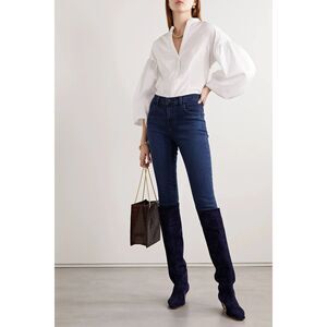 Veronica Beard Aileen Puff Sleeve Poplin Blouse in White Size 10